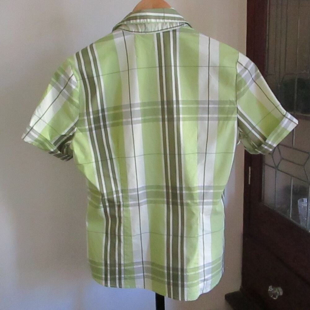 Vintage Jaclyn Smith Button Up Shirt M Green Plaid Short Sleeves Casual Prep 90s - Picture 10 of 17